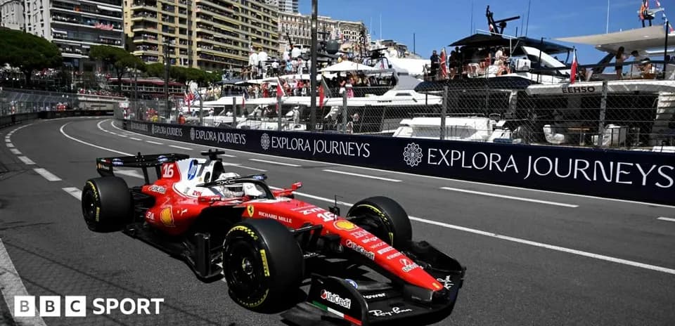 Ferrari car racing on Monaco street circuit