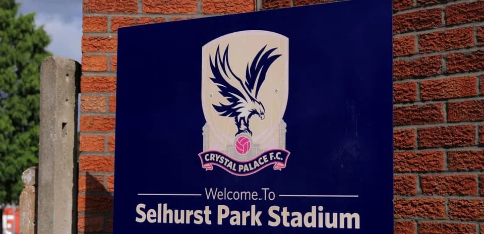 Welcome sign at Selhurst Park Stadium, home of Crystal Palace