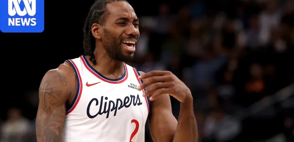 Kawhi Leonard reacting during a basketball game