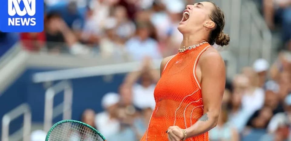 Tennis player celebrating victory during match