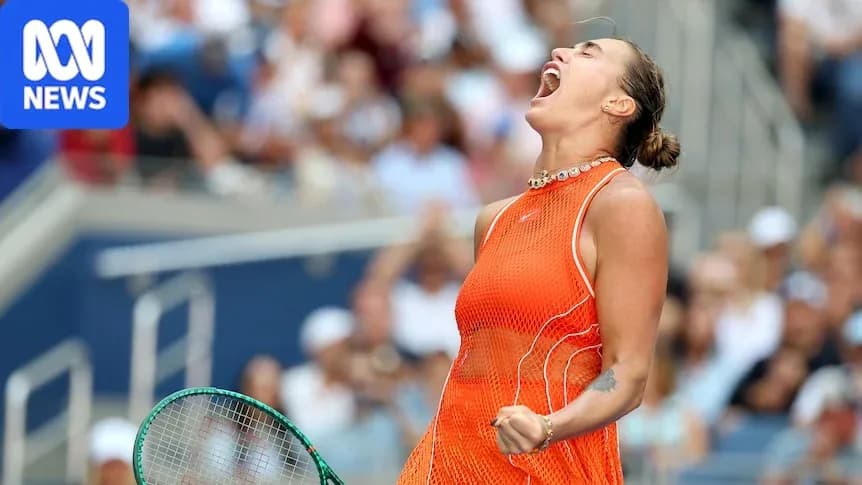 Tennis player celebrating victory during match