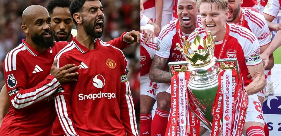 Manchester United and Arsenal players celebrating victories