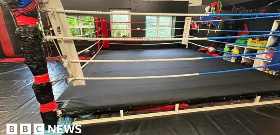 Empty boxing ring in a training gym