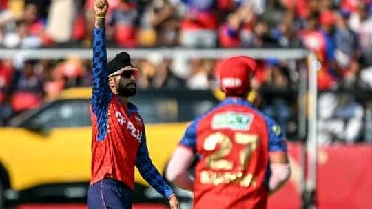 Bowler celebrating a wicket during cricket match