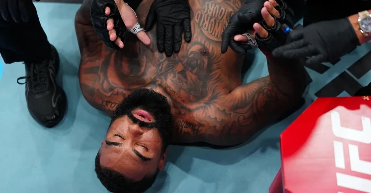 Fighter receiving medical attention after match