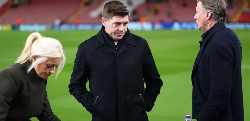 Three sports commentators discussing before the match