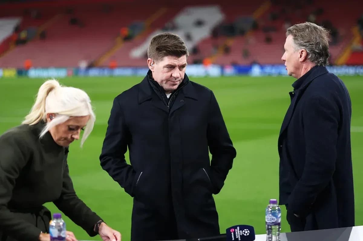 Three sports commentators discussing before the match