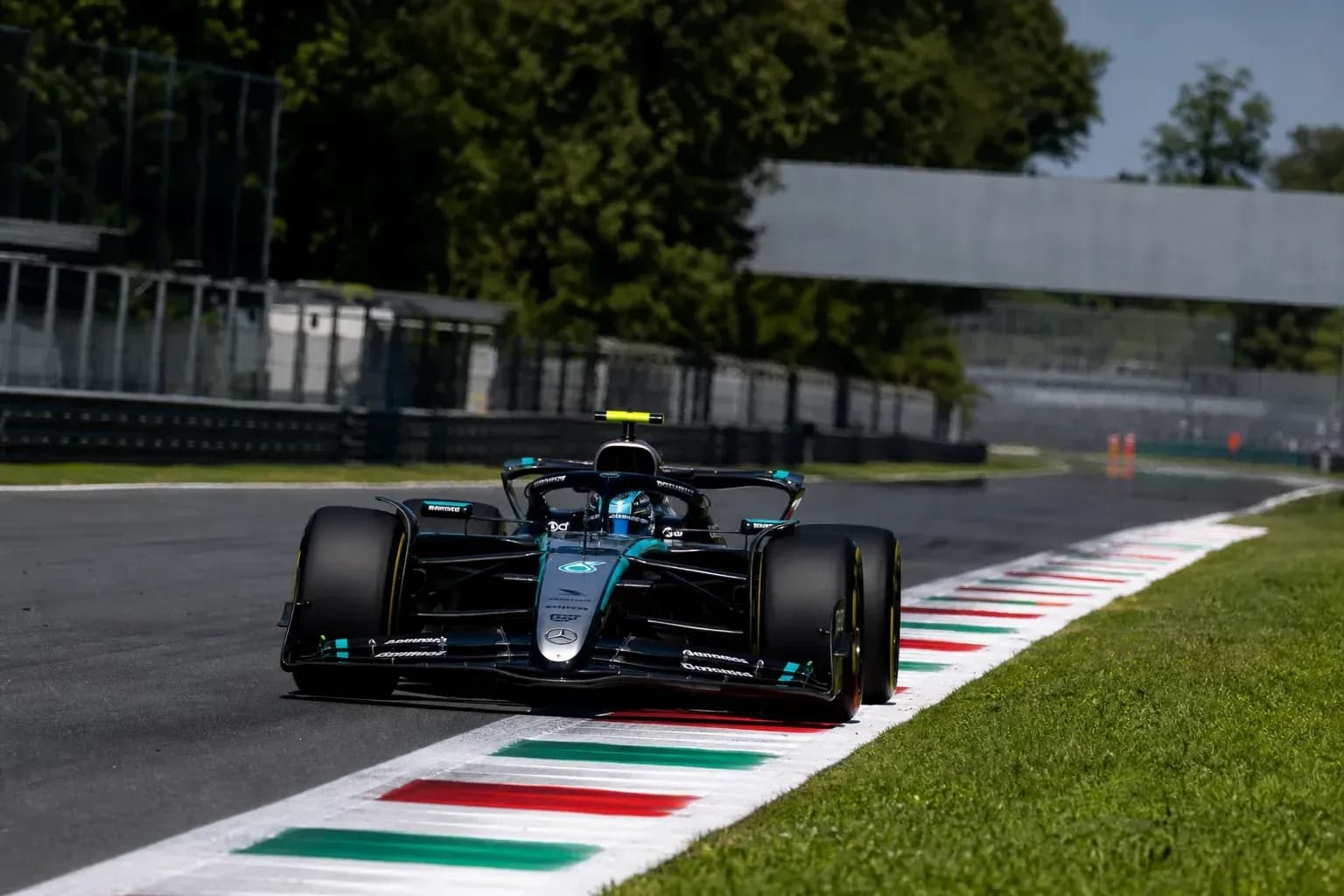Formula 1 car racing on track at Monza