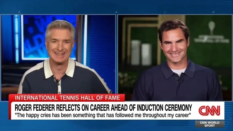 Roger Federer and host discussing career on CNN