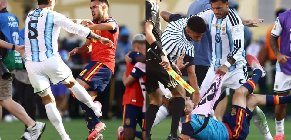 Players involved in a physical altercation during match