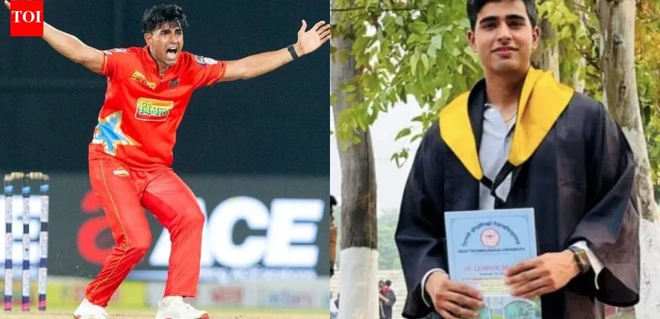 Cricketer celebrating wicket and graduate holding certificate