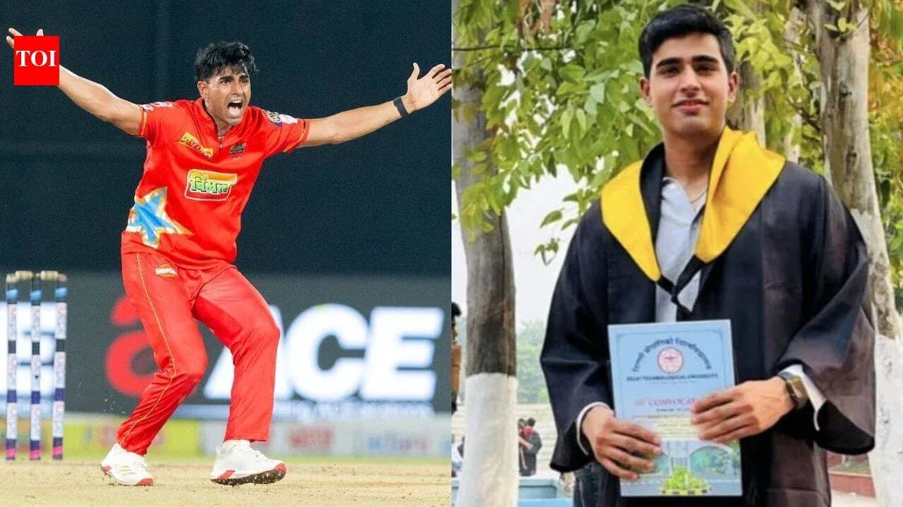 Cricketer celebrating wicket and graduate holding certificate