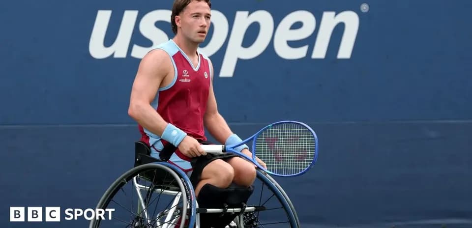 Wheelchair tennis player preparing for match at US Open