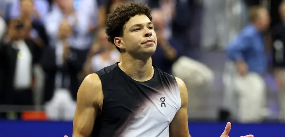 Tennis player reacting during a match at US Open