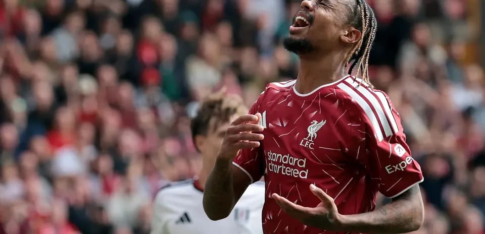 Liverpool player reacting during a match against Fulham