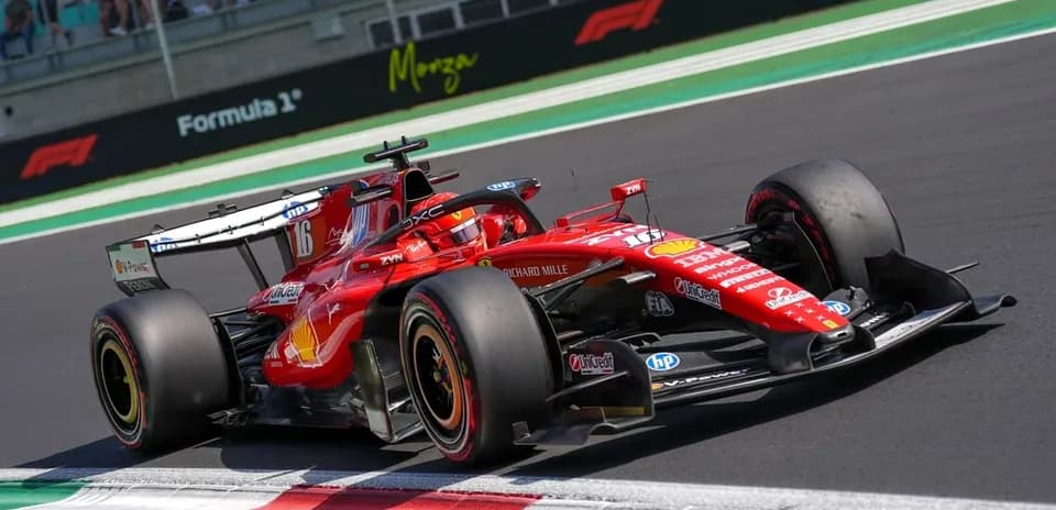 Ferrari Formula 1 car racing on track at Monza