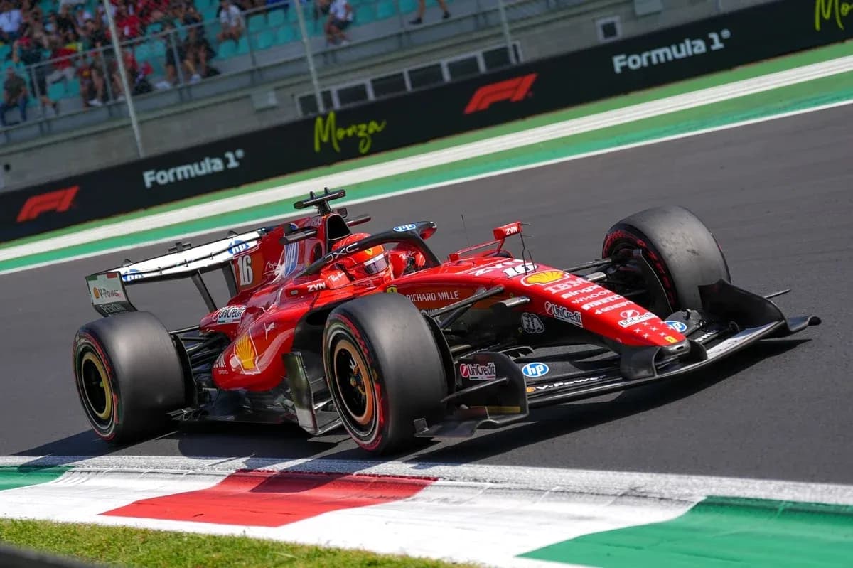 Ferrari Formula 1 car racing on track at Monza