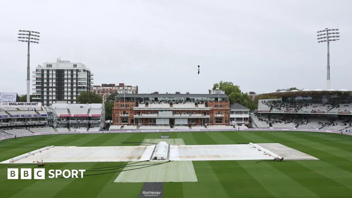 Lords Cricket Ground with covers on the pitch