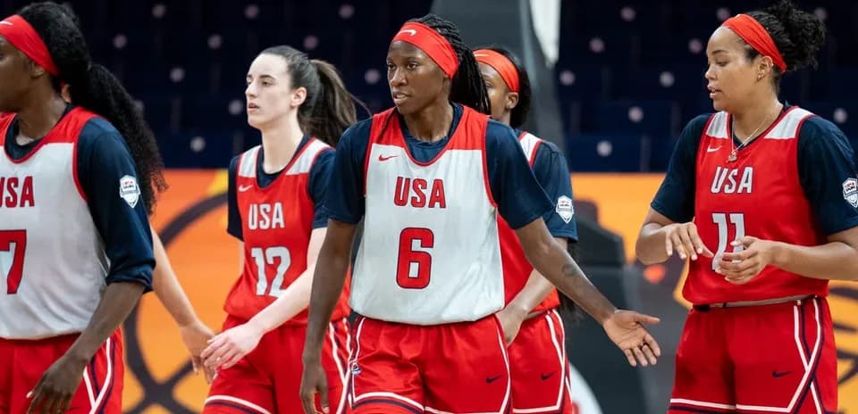 USA basketball team players during practice session