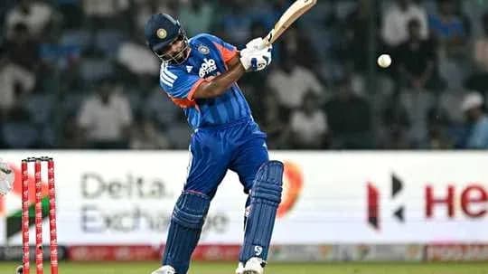 Batsman hitting a cricket ball during match