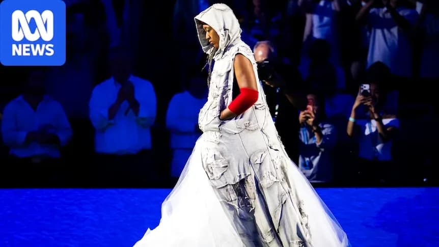 Athlete in unique outfit walking on stage