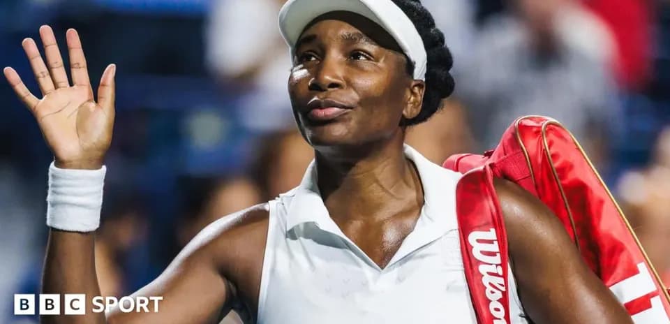 Venus Williams waving after a tennis match