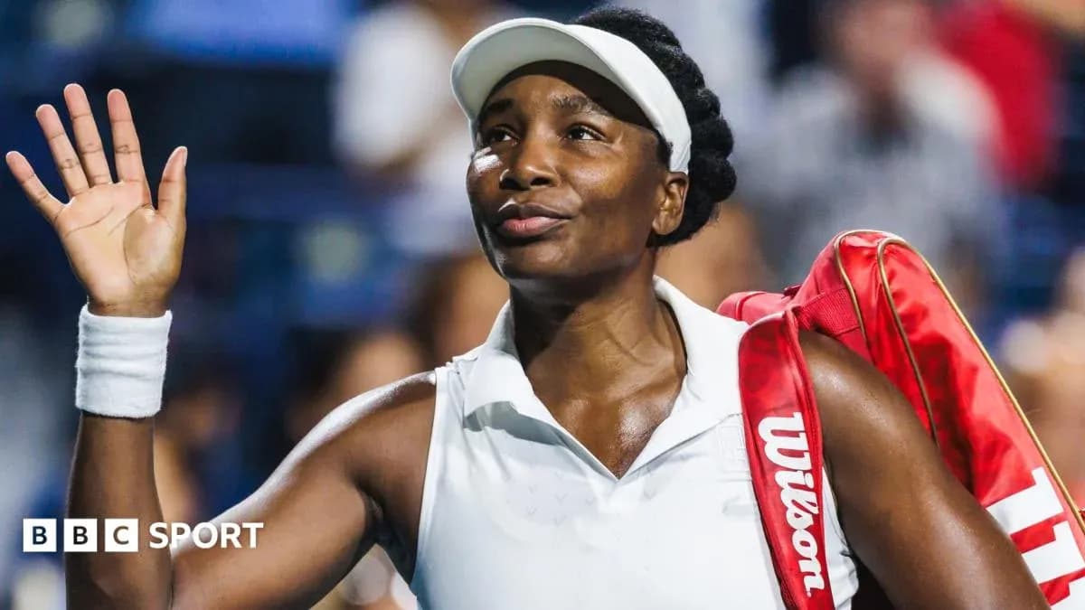 Venus Williams waving after a tennis match