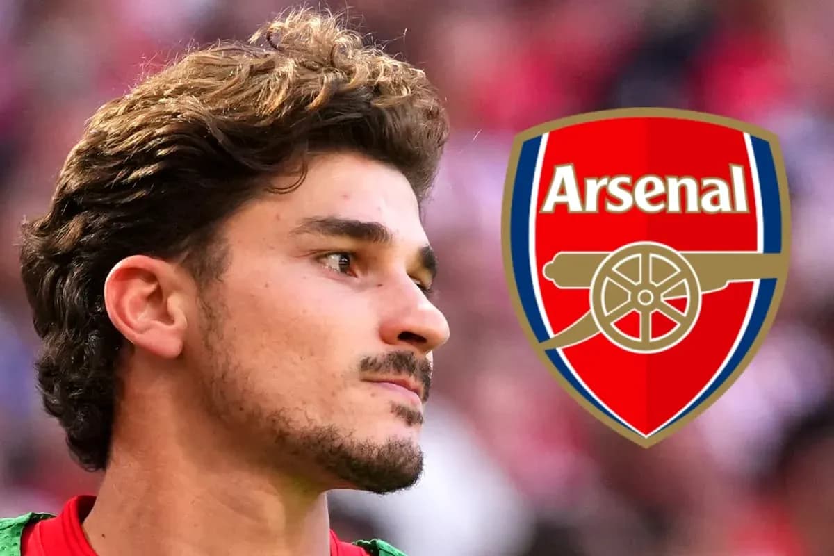 Player profile with Arsenal logo in background