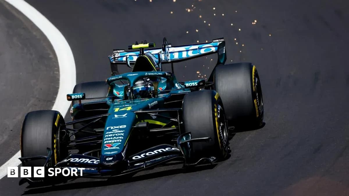 Race car driving on track with sparks flying
