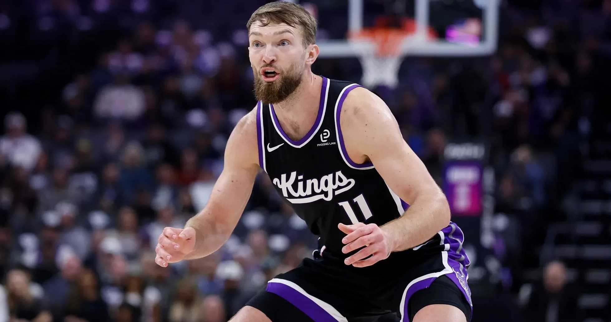 Player on defense during a basketball game