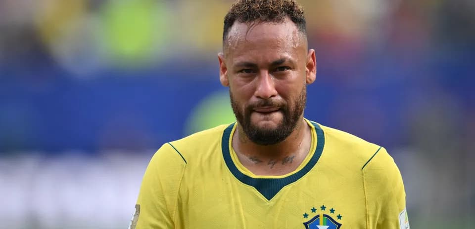 Neymar walking off field in Brazil jersey