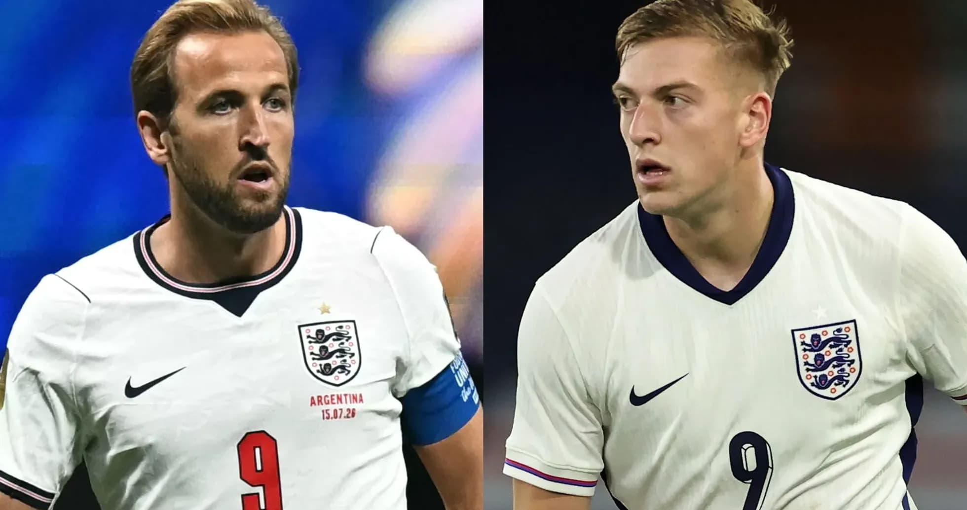 Two England players in white kits during match