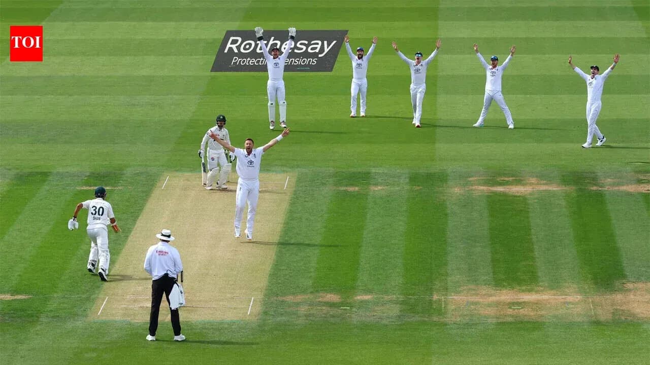Players celebrating a wicket during cricket match