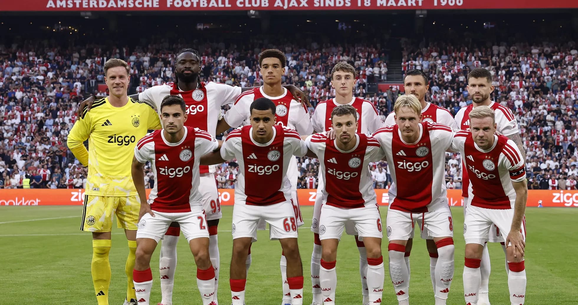Ajax team posing for group photo before match