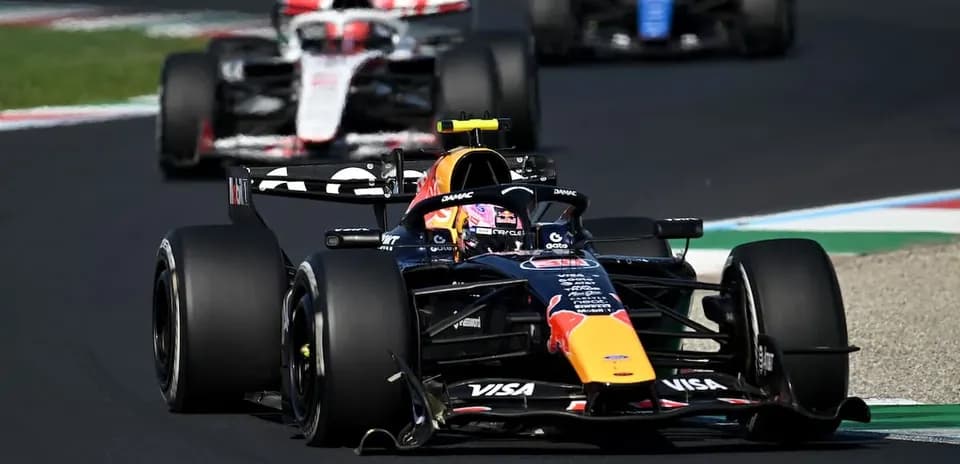 Red Bull Racing car leading in Formula 1 race