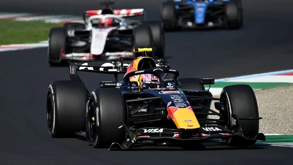 Red Bull Racing car leading in Formula 1 race