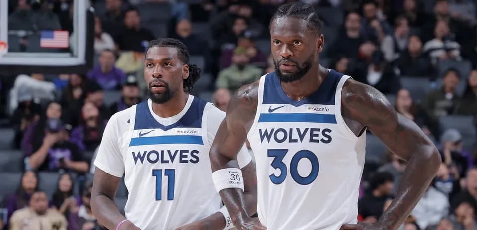 Two Minnesota Timberwolves players during a game
