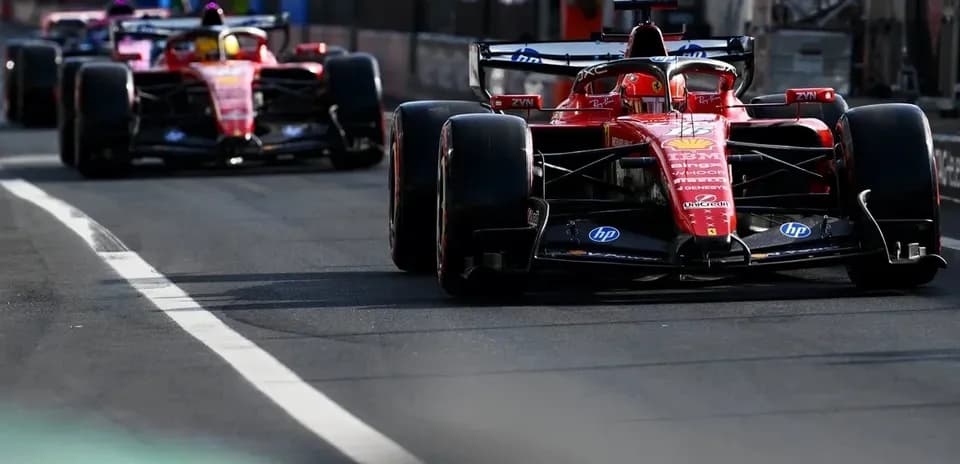 Ferrari cars on pit lane during Formula 1 race