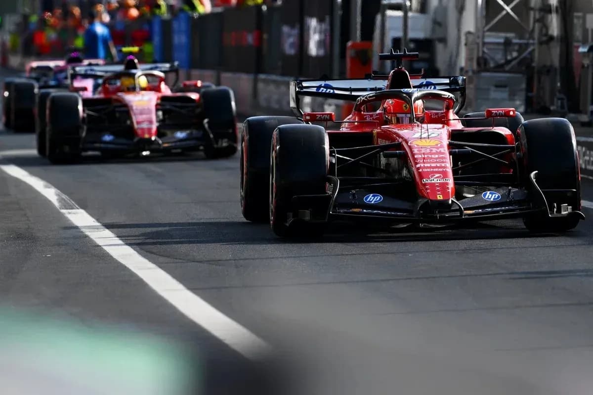 Ferrari cars on pit lane during Formula 1 race