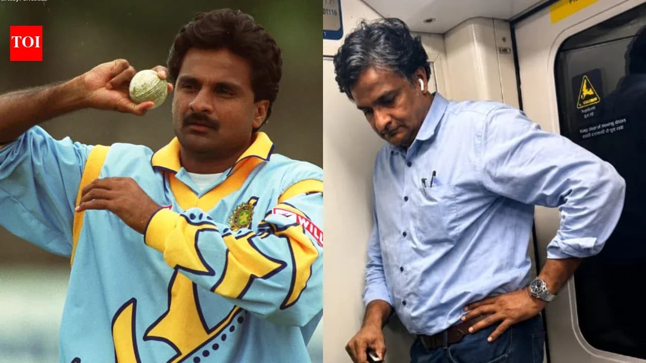 Former cricketer preparing to bowl and commuting