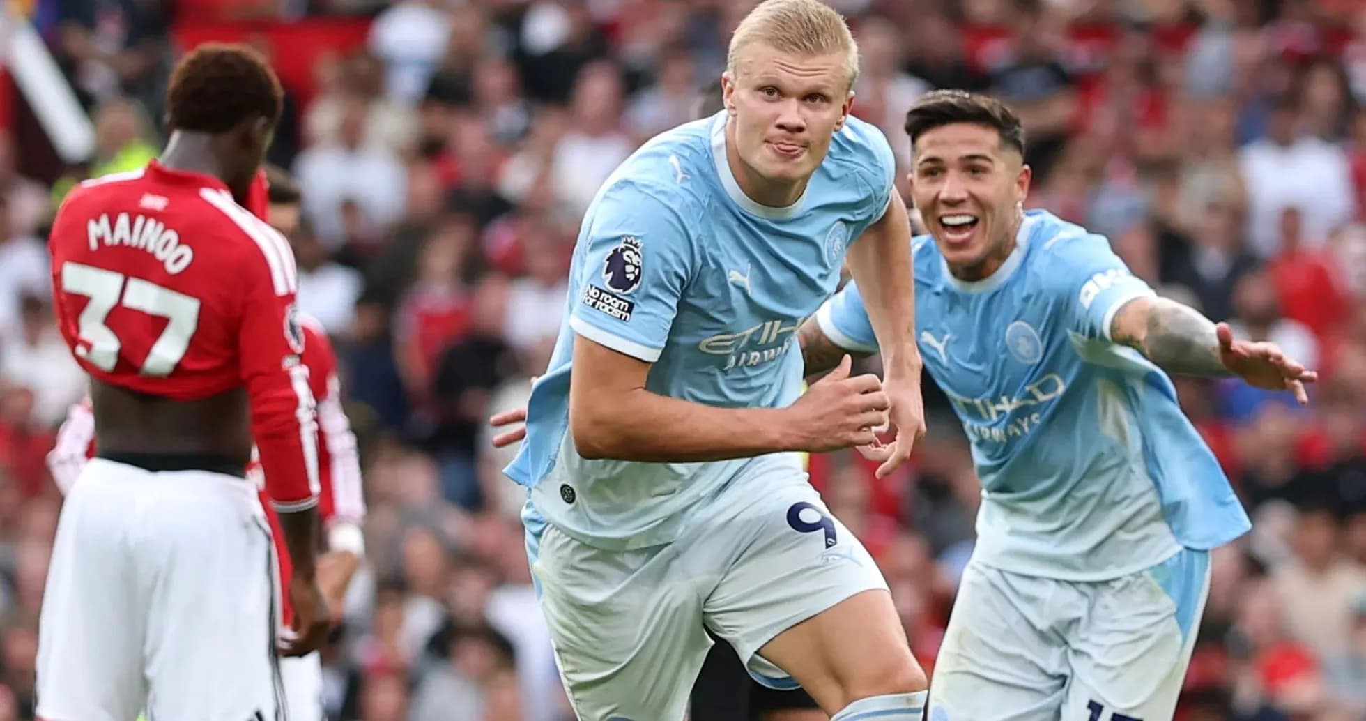 Erling Haaland celebrating goal with teammates