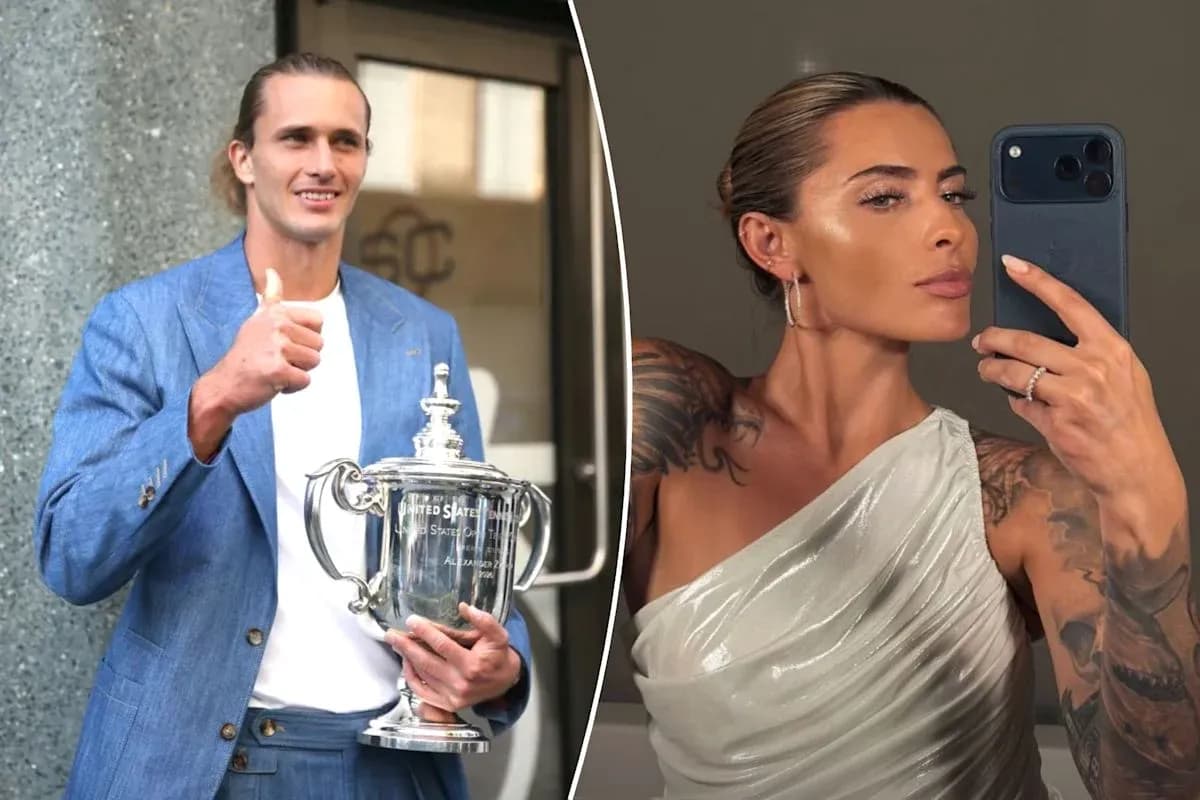 Man holding trophy and woman taking selfie Man holding trophy and woman taking selfie