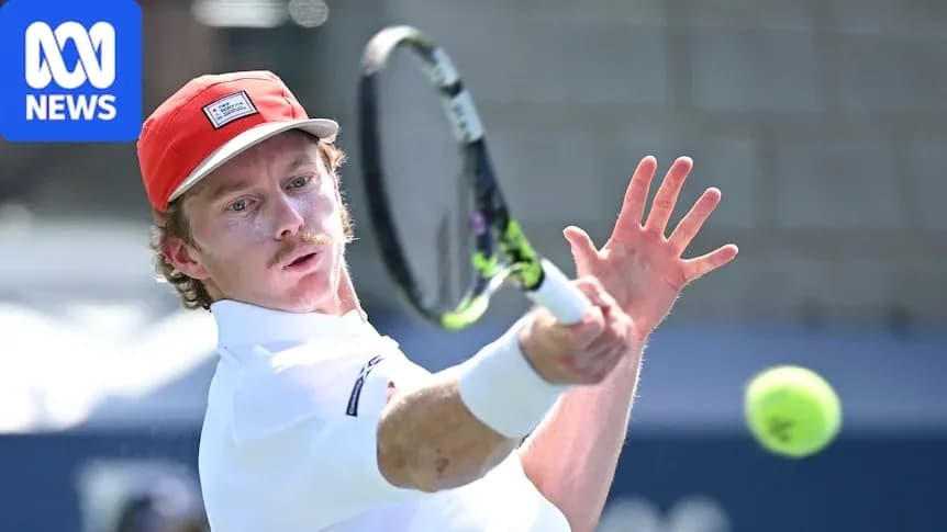 Tennis player hitting a backhand shot on court Tennis player hitting a backhand shot on court