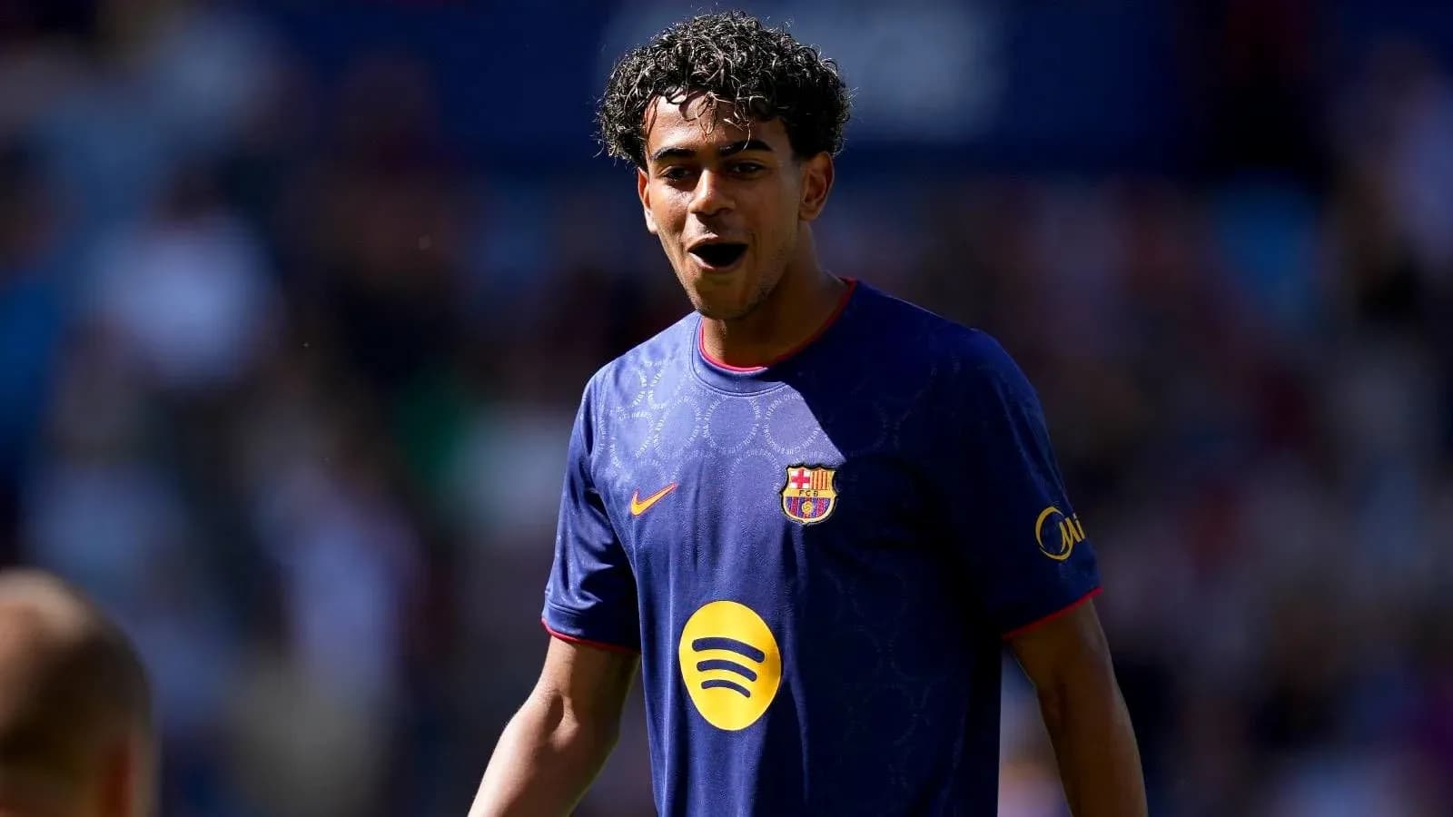 Player celebrating during a match for Barcelona Player celebrating during a match for Barcelona