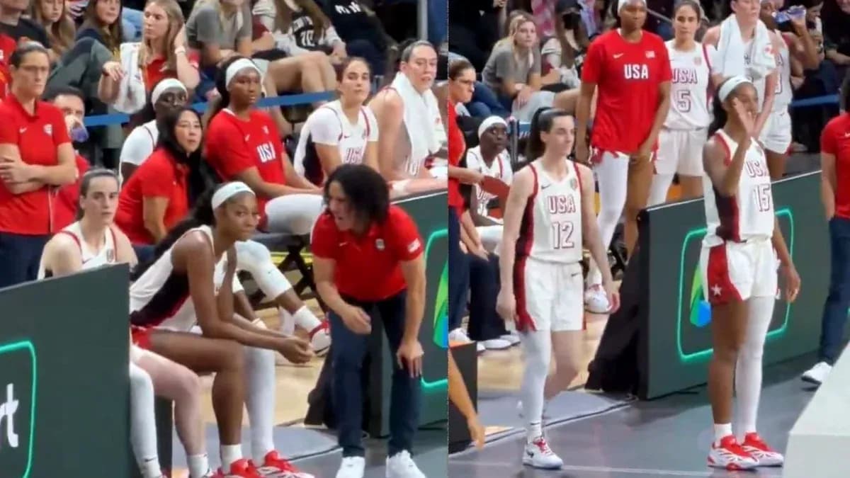 USA basketball team on the sidelines during game USA basketball team on the sidelines during game