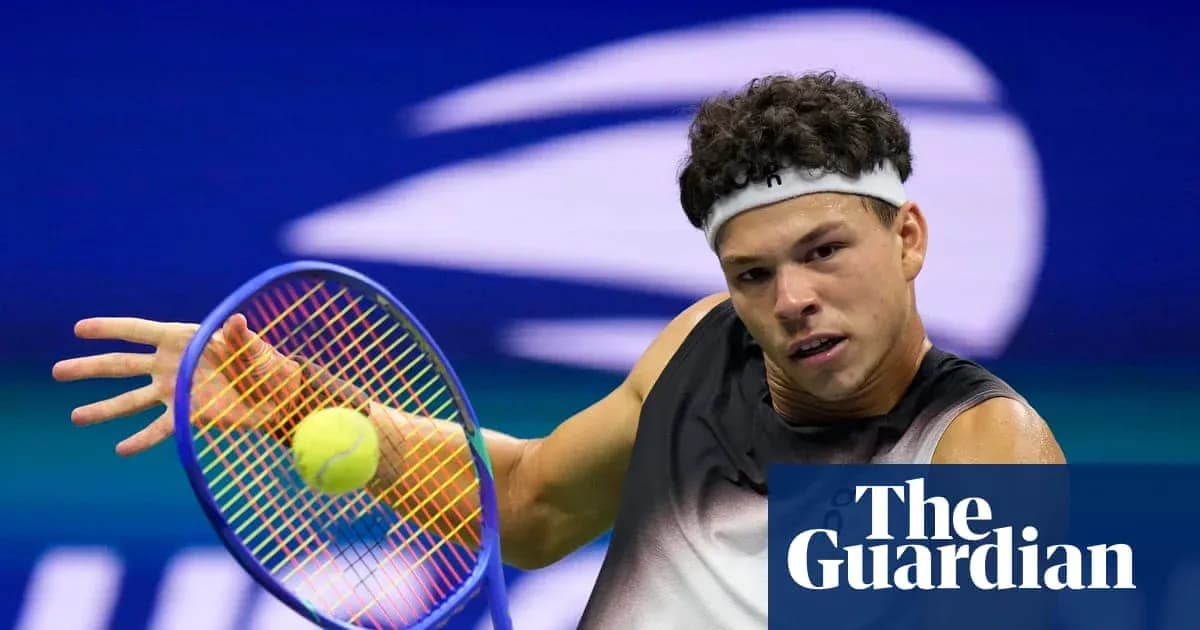 Player returning a serve during tennis match Player returning a serve during tennis match