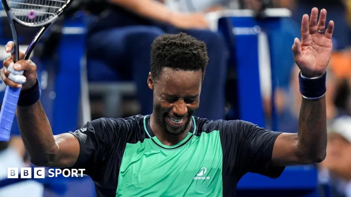 Tennis player celebrating after winning a match Tennis player celebrating after winning a match