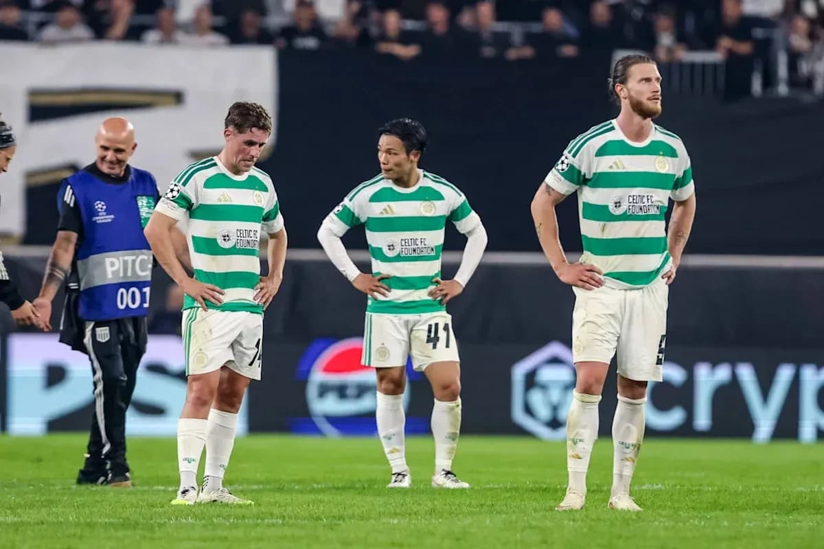 Celtic FC players walking off the pitch after match Celtic FC players walking off the pitch after match