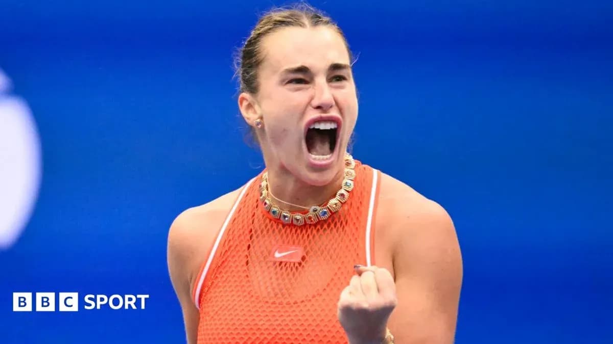 Player celebrating a point during tennis match Player celebrating a point during tennis match