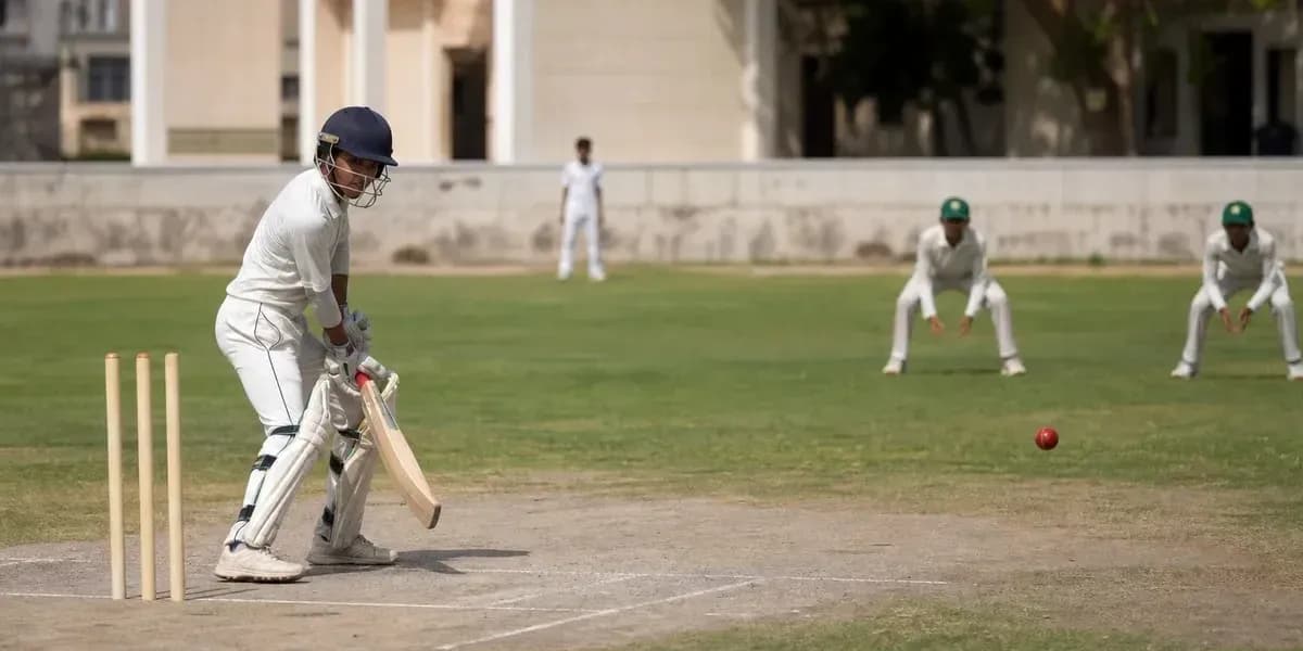 Batsman preparing to hit ball during cricket match Batsman preparing to hit ball during cricket match